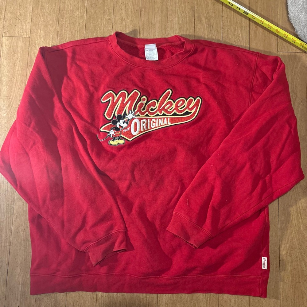 Disney Store Mickey The Original Red Embroidered Sweatshirt Mens XL LA1553